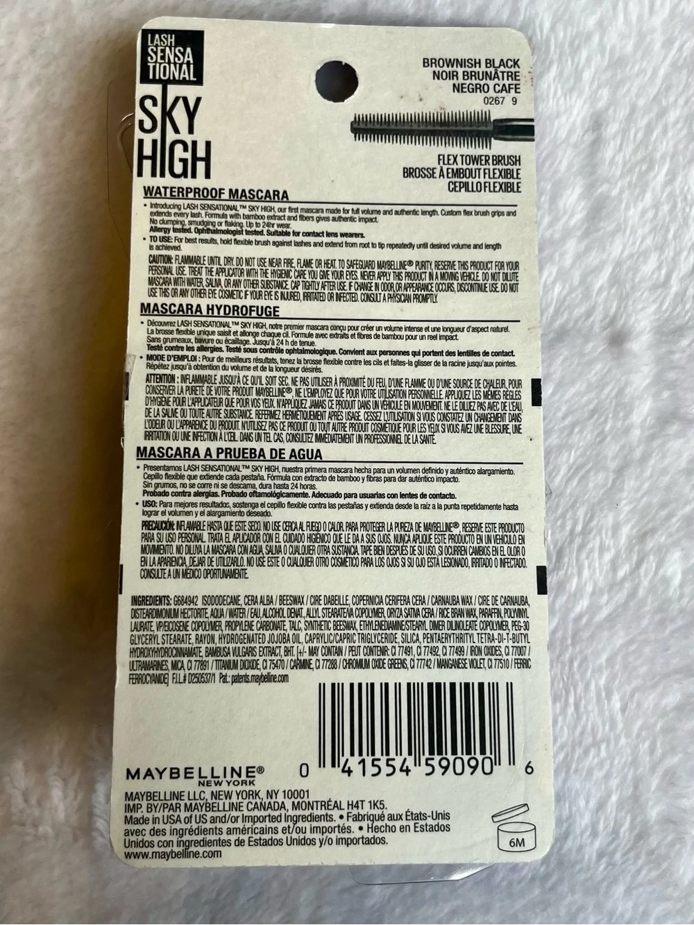 *3/$15, Maybelline Lash Sensational Sky High Mascara -Brownish Black, Waterproof